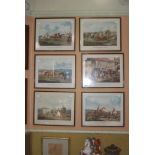 AFTER HENRY ALKEN, SET OF SIX COLOURED ENGRAVINGS - THE HIGH METTLED RACER, NUMBERED 1-6
