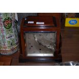 ART DECO MAHOGANY AND EBONY CASED MANTEL CLOCK, WHYTOCK OF DUNDEE WITH SILVERED ROMAN NUMERAL