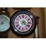 LATE 19TH CENTURY 'WAG AT THE WA' WALL CLOCK WITH CIRCULAR WHITE, PINK AND BLACK ROMAN NUMERAL DIAL