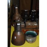 COLLECTION OF ASSORTED EASTERN WARE TO INCLUDE COPPER FLAGONS, BRASS COFFEE POTS, INLIAD BOXES,