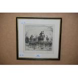 SNAFFLES (CHARLES JOHNSON PAYNE), HUNTING PRINT WITH WATERCOLOUR WASH, SIGNED IN PENCIL LOWER RIGHT