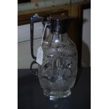 19TH CENTURY EP MOUNTED CUT GLASS CLARET JUG