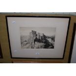 HENRY RUSCHBURY - 'LES BAUX, PROVENCE' - ETCHING, SIGNED IN PENCIL LOWER RIGHT