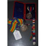 GREAT WAR SERVICE MEDAL INSCRIBED TO LIEUT.G.LAMBTON TOGETHER WITH TWO RIBBON BARS AND A 1902