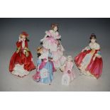 FIVE ROYAL DOULTON FIGURES TO INCLUDE 'TINKERBELL' HN1677, 'AMY' HN4782, 'SOUTHERN BELLE' HN2229, '