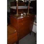 MID-20TH CENTURY TEAK CHEST OF FIVE DRAWERS BY WILLIAM LAWRENCE OF NOTTINGHAM