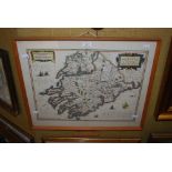 ANTIQUE HAND COLOURED MAP - PROVINCIA MOMONIAE, THE PROVINCE OF MOUNSTER