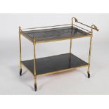 A late 19th/ early 20th century gilt metal two-tier drinks trolley, of rectangular form with