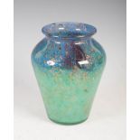 A Monart vase, shape GF, mottled blue, purple and green glass with coloured inclusions and three