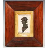 A 19th century portrait miniature silhouette depicting Elizabeth Porter, Upper Canada, with gilded