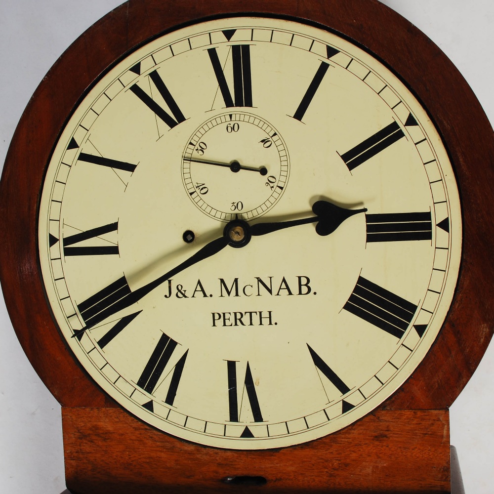 A 19th century mahogany railway station regulator wall clock, J & A MCNAB, PERTH, the 15" circular - Image 5 of 5