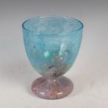 A Monart vase, shape JB, mottled blue, green and pink to purple glass with gold coloured