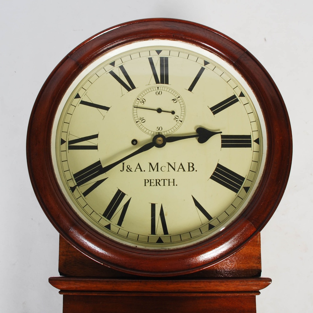 A 19th century mahogany railway station regulator wall clock, J & A MCNAB, PERTH, the 15" circular - Image 3 of 5