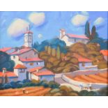 AR Tony Gillespie (20th century) Montauroux Village, Provence oil on board, signed lower right