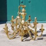 A brass twelve light chandelier, 20th century