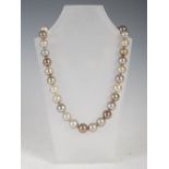 A Tahitian South Sea cultured pearl necklace, with thirty seven graduated slightly off round