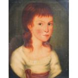 Late 18th / early 19th century English School Portrait of a girl oil on canvas 37cm x 28.5cm