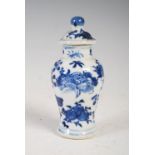 A miniature Chinese blue and white porcelain jar and cover, late Qing Dynasty, decorated with
