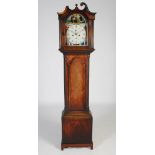 A George III mahogany and ebony lined longcase clock, the enamel dial with Arabic and Roman