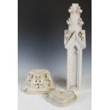 Two 19th century marble architectural elements, comprising Gothic style turret with scroll and