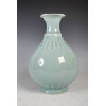 A Chinese porcelain celadon vase, bearing Qianlong seal mark but later, 24.5cm high.