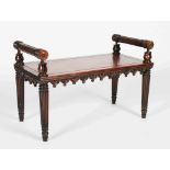 An early 19th century mahogany hall bench attributed to George Bullock, the rectangular top set with