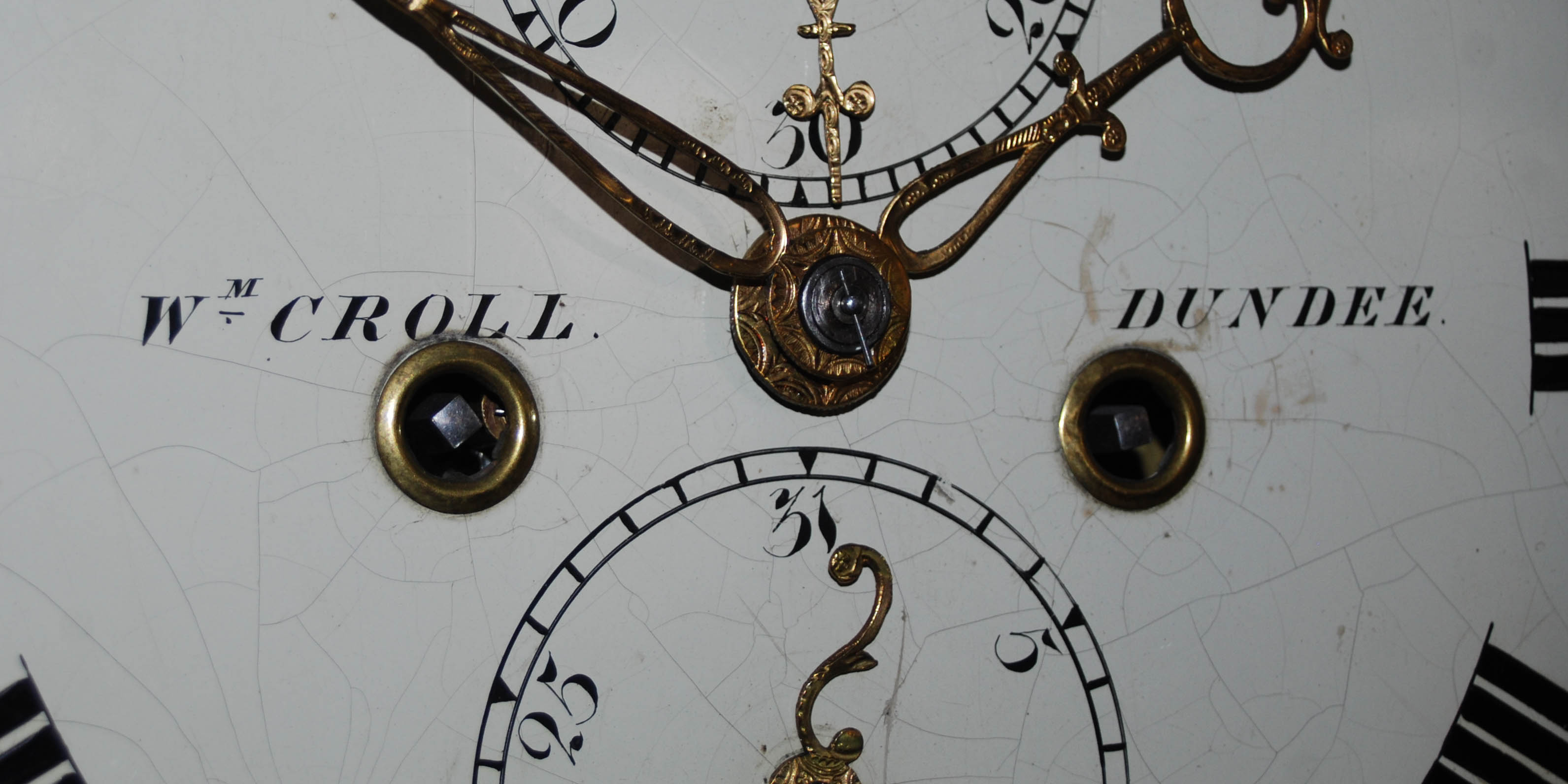 A 19th Century mahogany longcase clock, W.M.CROLL, DUNDEE, the enamel dial with Roman numerals, - Image 4 of 6