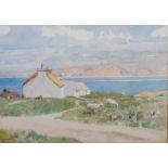 William Stewart Orr RSW (1872-1944) Cottages, Iona watercolour, signed lower left 24cm x 34.5cm