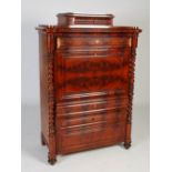 A 19th century mahogany secretaire a abattant, the rectangular top set with a shallow drawer above a