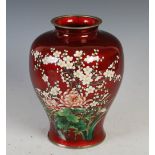 A Japanese silver wire work cloisonne enamel Ginbari vase, Taisho Period, decorated with blossom and