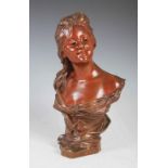George Van Der Stracten, bronze bust of a Belle Epoque lady, signed in the bronze and inscribed '