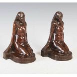 M. Peinlich, a pair of early 20th century Egyptian-esque bronze bookends cast by Griffoul, Newark,
