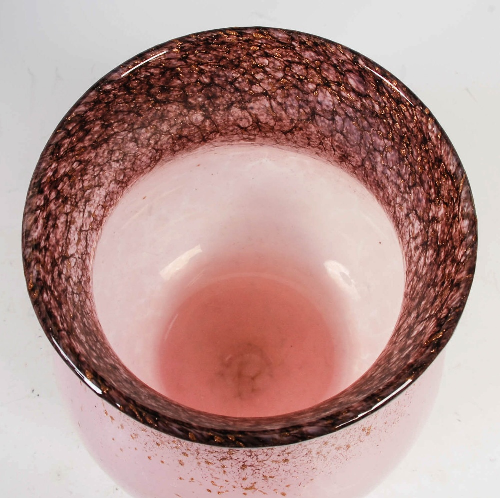 A Monart vase, shape SA, mottled purple and pink glass with gold coloured inclusions, bearing - Image 3 of 5