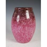 A Monart vase, shape MF, mottled purple, pink and opaque white glass with gold coloured
