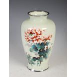 A Japanese apple green ground silver wire work cloisonne vase, Ando Jubei, late Meiji/ Taisho