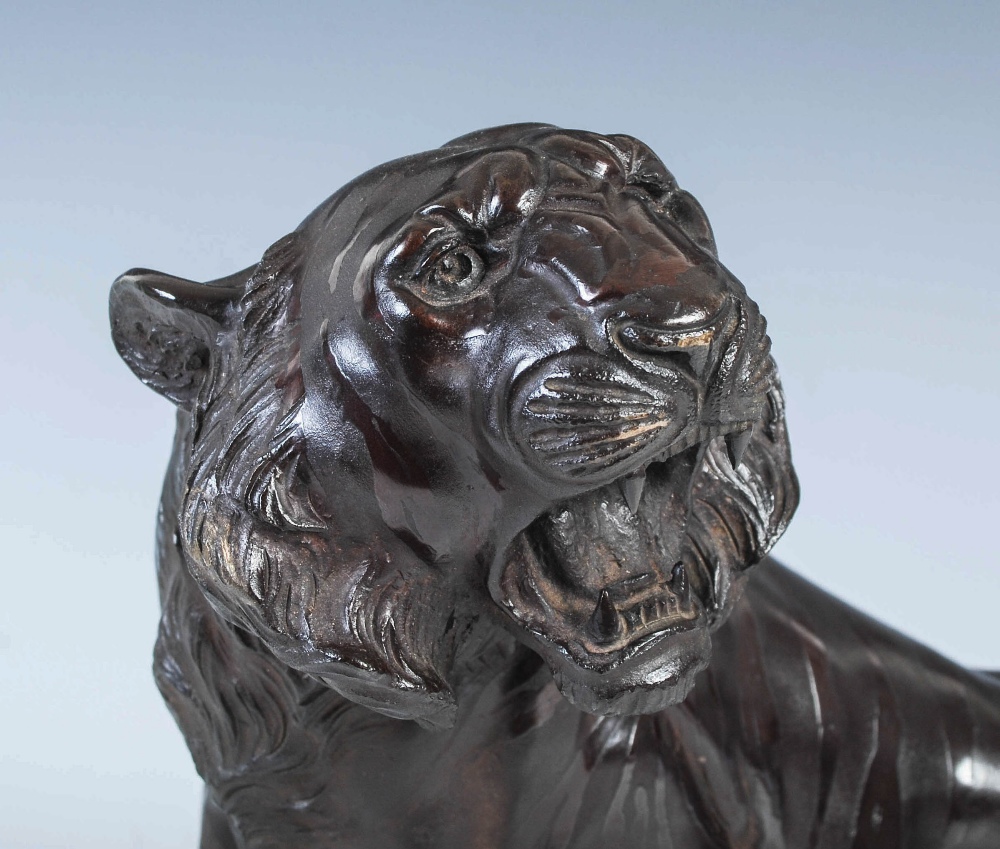 A Japanese bronze tiger, Meiji Period, signed, 55cm wide x 28.5cm high. - Image 5 of 5