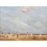 AR May Marshall Brown RSW (1887-1968) Beach scene with figures oil on board, signed verso and