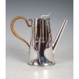 An Edwardian silver chocolate pot, marks rubbed but likely to be Birmingham, 1902, of tapered