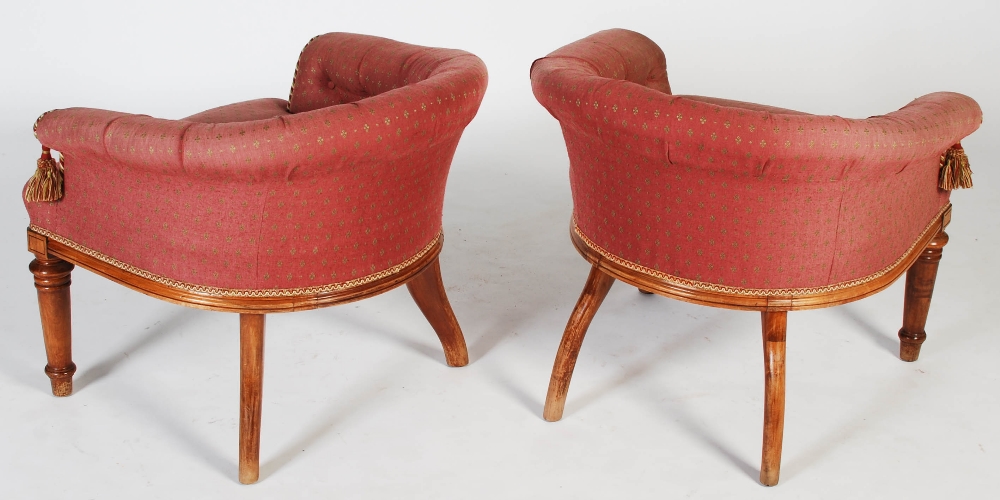 A pair of late 19th century horseshoe back conversation chairs, the button down upholstered backs - Image 5 of 5