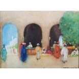 Hans Jacon Hansen RSW (1853-1947) Arabian market watercolour, signed lower right 21.5cm x 29cm