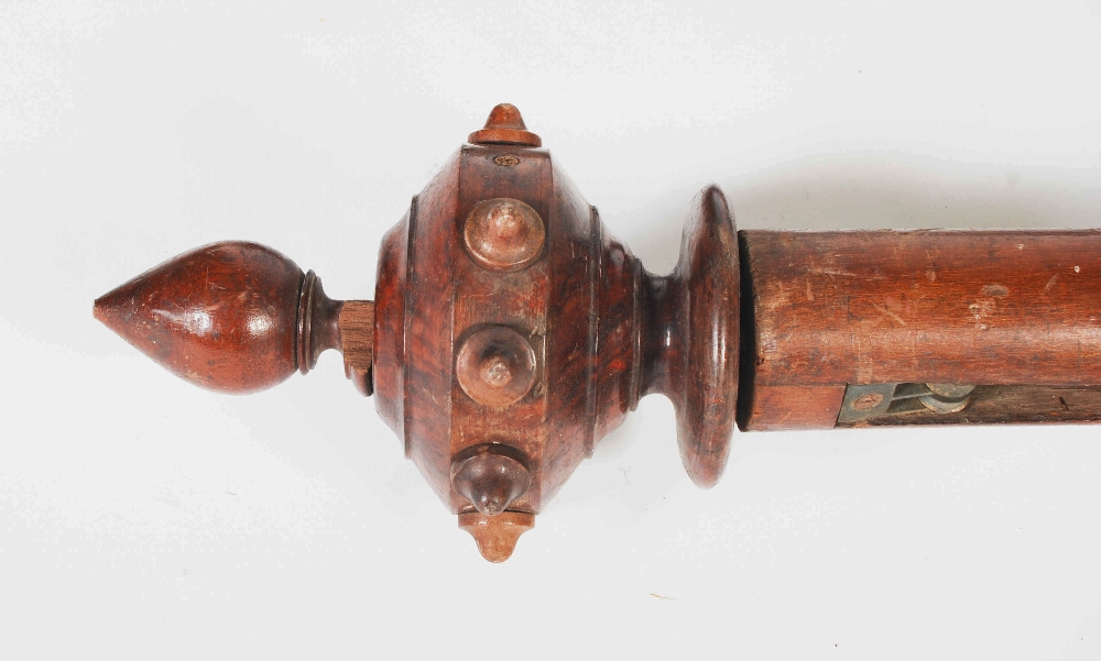 A pair of 19th century mahogany curtain poles and rings, the circular end with faux stud detail, - Image 2 of 5