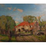 John Guthrie Spence Smith ARSA (1880-1951) Ceres Farm oil on panel, signed lower left and