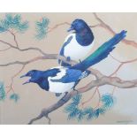 AR Ralston Gudgeon RSW (1910-1984) A pair of Magpies watercolour, signed lower right 48.5cm x 59cm