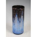 A rare Monart vase, shape L, mottled dark blue and light blue glass with gold coloured inclusions