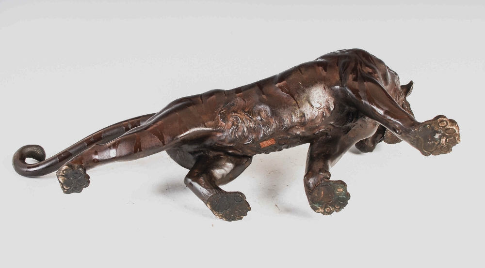 A Japanese bronze tiger, Meiji Period, signed, 55cm wide x 28.5cm high. - Image 3 of 5