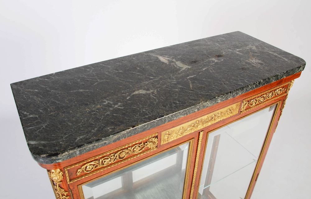 A late 19th century French satinwood and gilt metal mounted side cabinet, the mottled black, white - Image 6 of 7