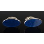 PHILIP KYDD, A pair of silver and blue enamel oval cufflinks, Stamped: PGK, 925 and London hallmarks
