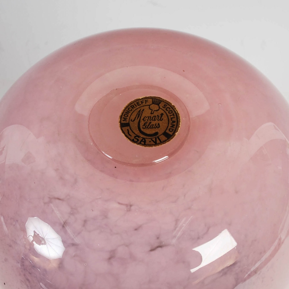 A Monart vase, shape SA, mottled purple and pink glass with gold coloured inclusions, bearing - Image 4 of 5