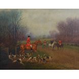 Harington Bird (1846-1936) Huntsmen and hounds oil on canvas, signed lower right 34.5cm x 44.5cm