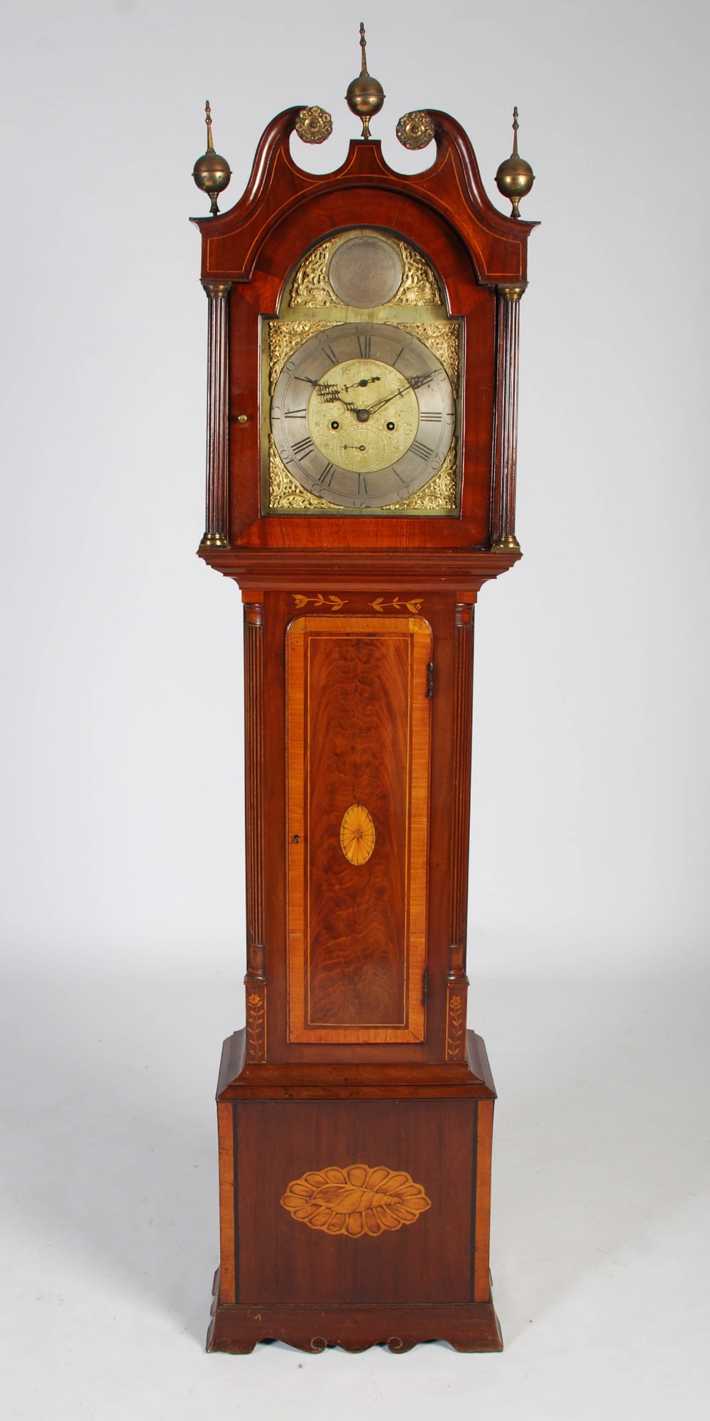 A Late 18th/ early 19th century mahogany and marquetry inlaid longcase clock, A. Buchan, Bridgend,
